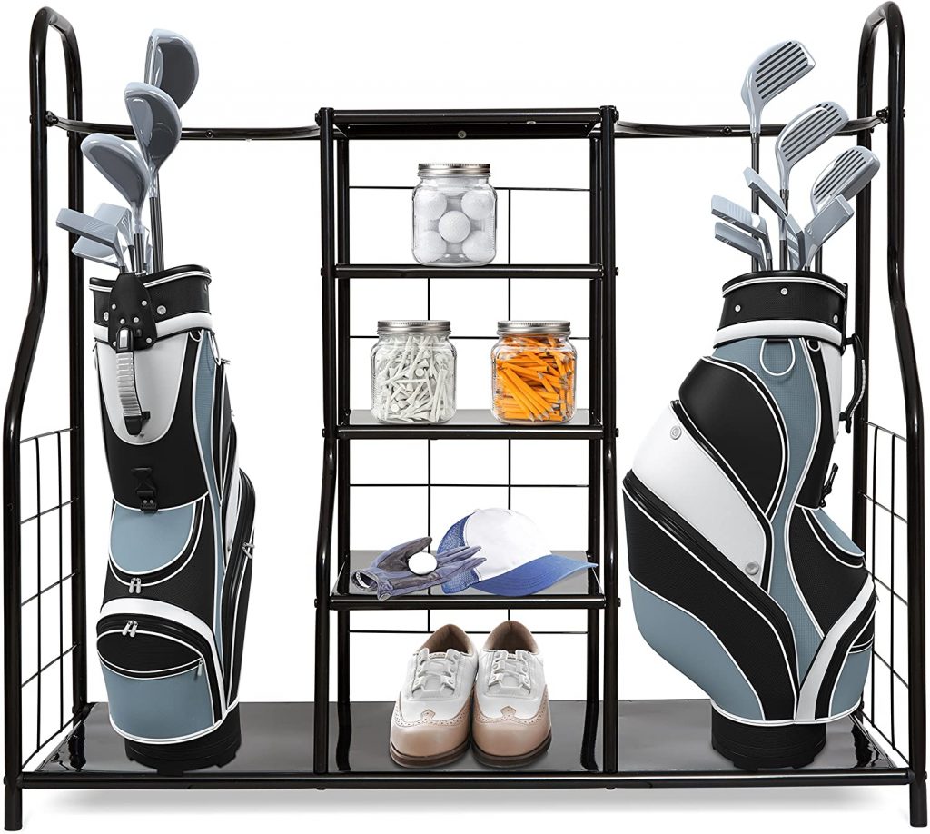 Complete golf organization rack - perfect storage idea for golf items