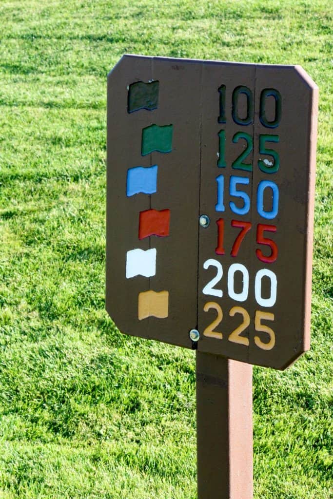 driving range yardage distance sign